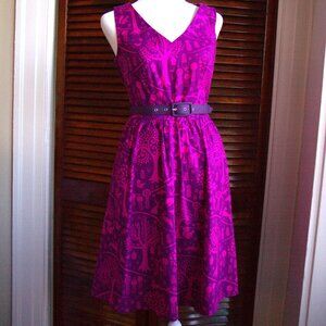 NWOT - 100% Cotton Modcloth Purple and Pink Knee Length Dress